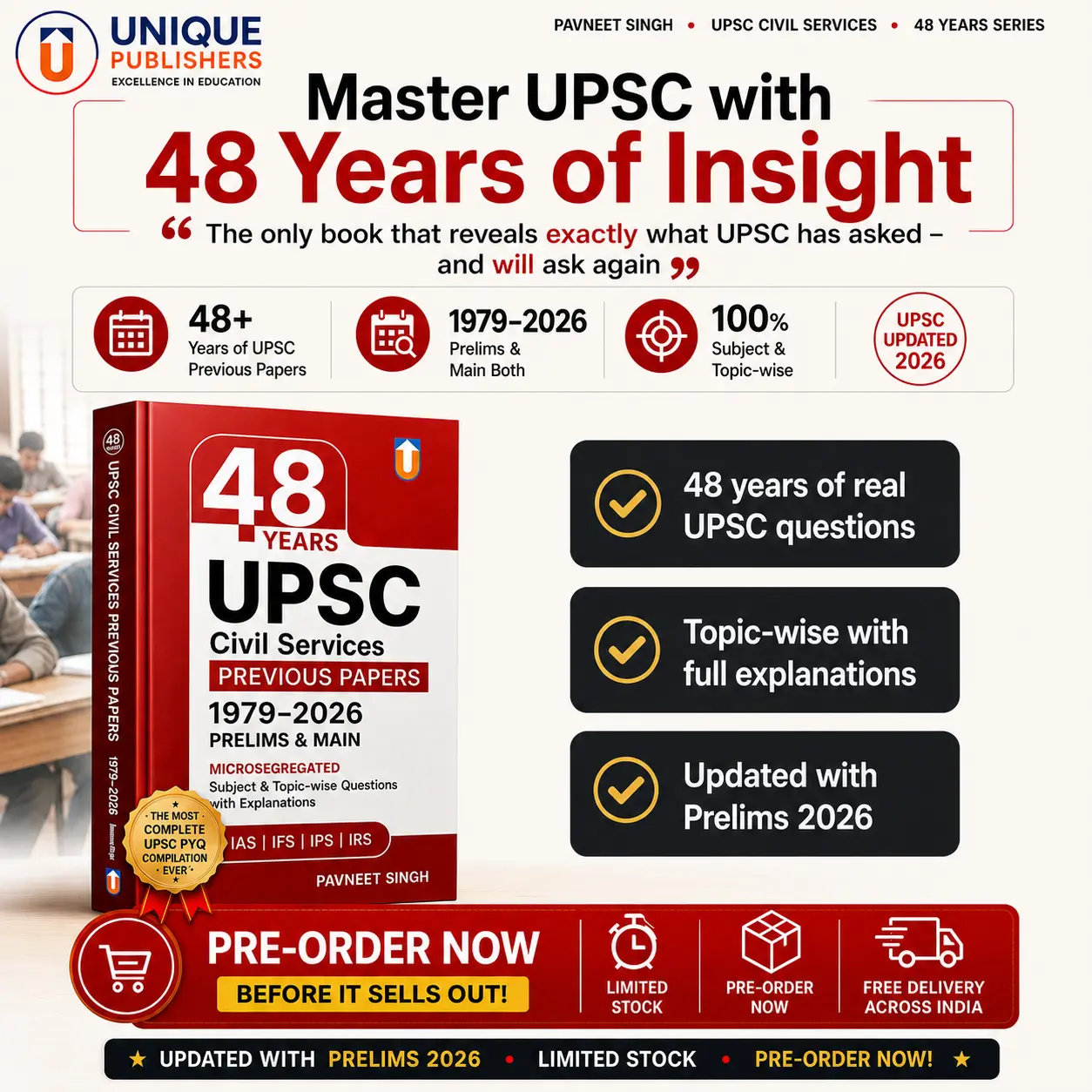 48 Years UPSC Civil Services Previous Year Question Papers 1979-2026 by Pavneet Singh