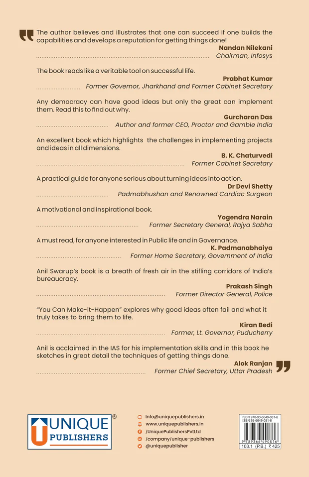 You Can Make It Happen by Anil Swarup | Signed Copy | Paperback & Hardback | Turning Ideas Into Action – Lessons from a Civil Servant | English - Image 2