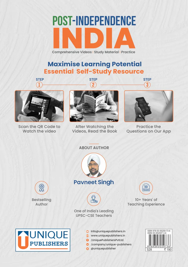Post-Independence India by Pavneet Singh | Book + 43 Video Lectures + Practice App | UPSC GS Mains Paper-I | Self Learning Series - Image 2