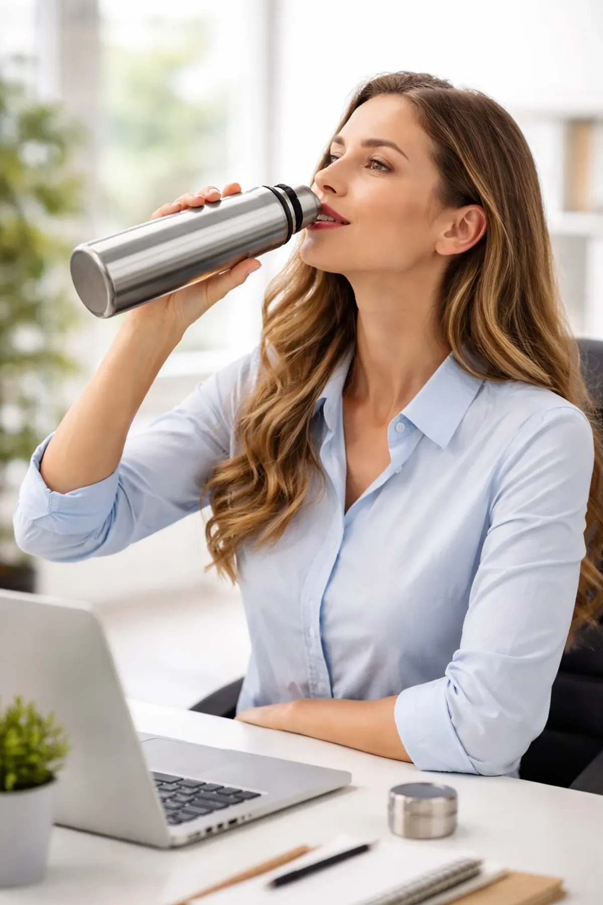 CoolTon EasyCarry – 1000ml Stainless Steel Water Bottle with Carry Strap (Silver) - Image 2