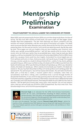 Mentorship for Preliminary Examination by Pavneet Singh | Day-by-Day UPSC Prelims Study Plan & 6-Month Revision Roadmap | Paperback (English) - Image 2